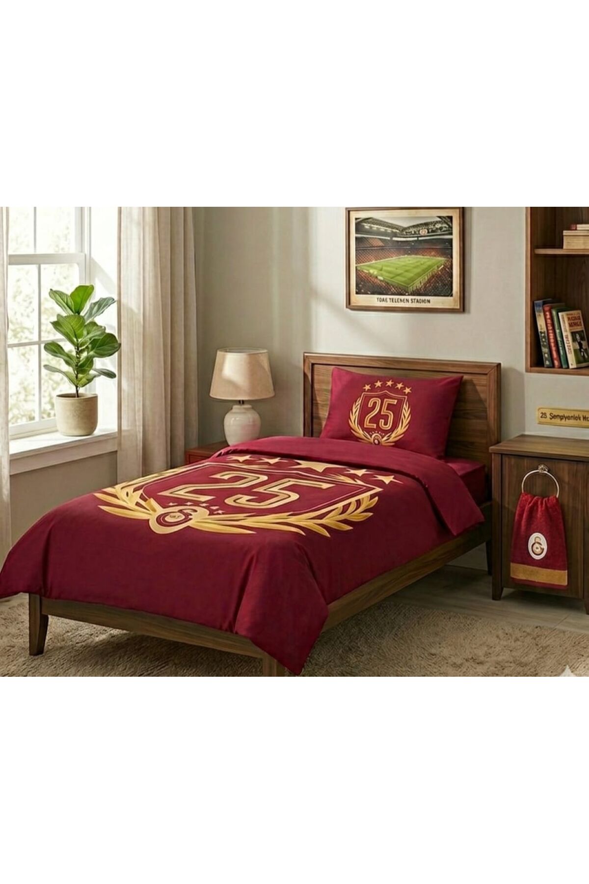 NEW SEASON LICENSED GALATASARAY 25TH CHAMPIONSHIP DUVET COVER SET (WITH FACE TOWEL GIFT )