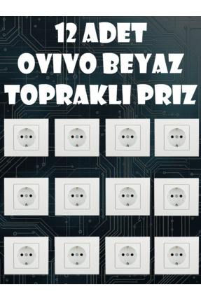 Ovivo Electric Ovivo Grano Beyaz Topraklı Priz 12'li Ekonomik Set - Çerçeve D...