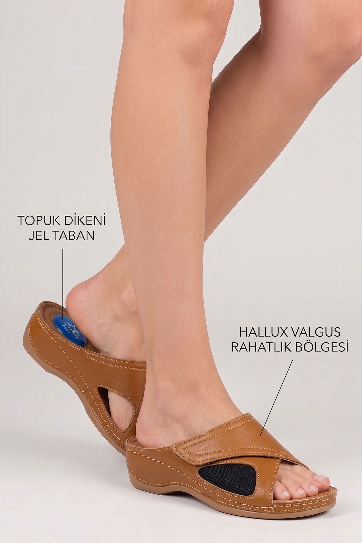 İncim Taba Topuk Dikeni Destekli Jel Tabanlı Hallux Valgus Uyumlu Anatomik Günlük Kadın Terlik