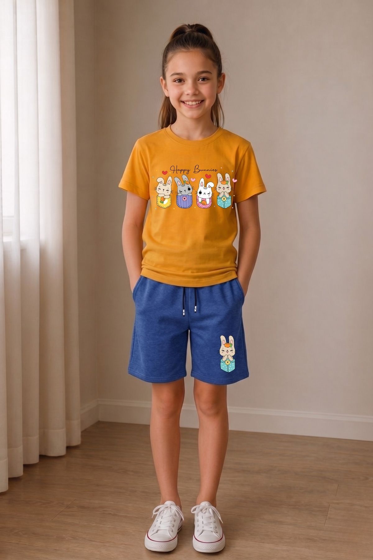 BuseKids Girls Multicolor Printed T-Shirt & Shorts Bottom-Top Set