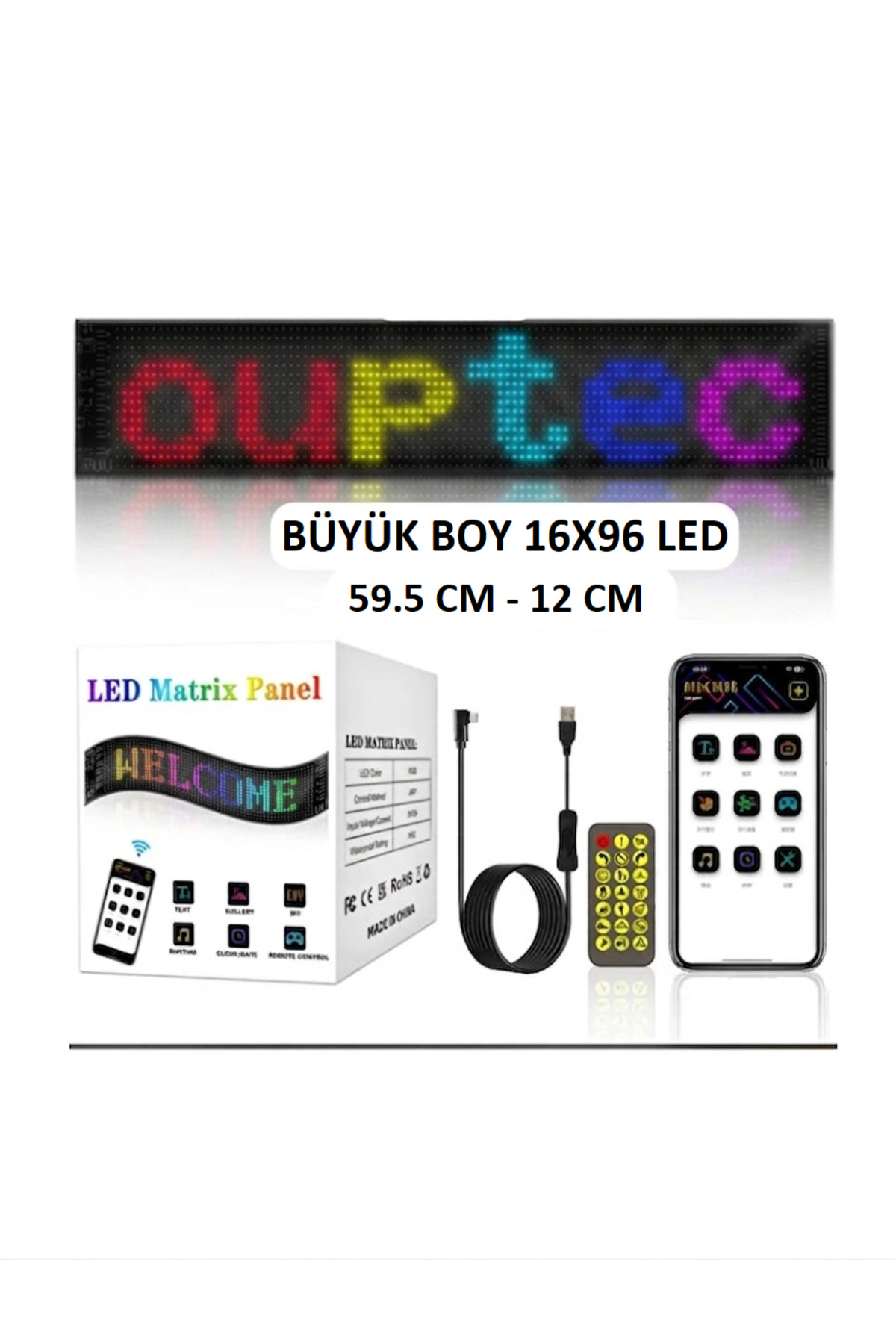 Ouptec Cama Yapışan LED Panel Esnek Animasyonlu Kayar Yazı Paneli
