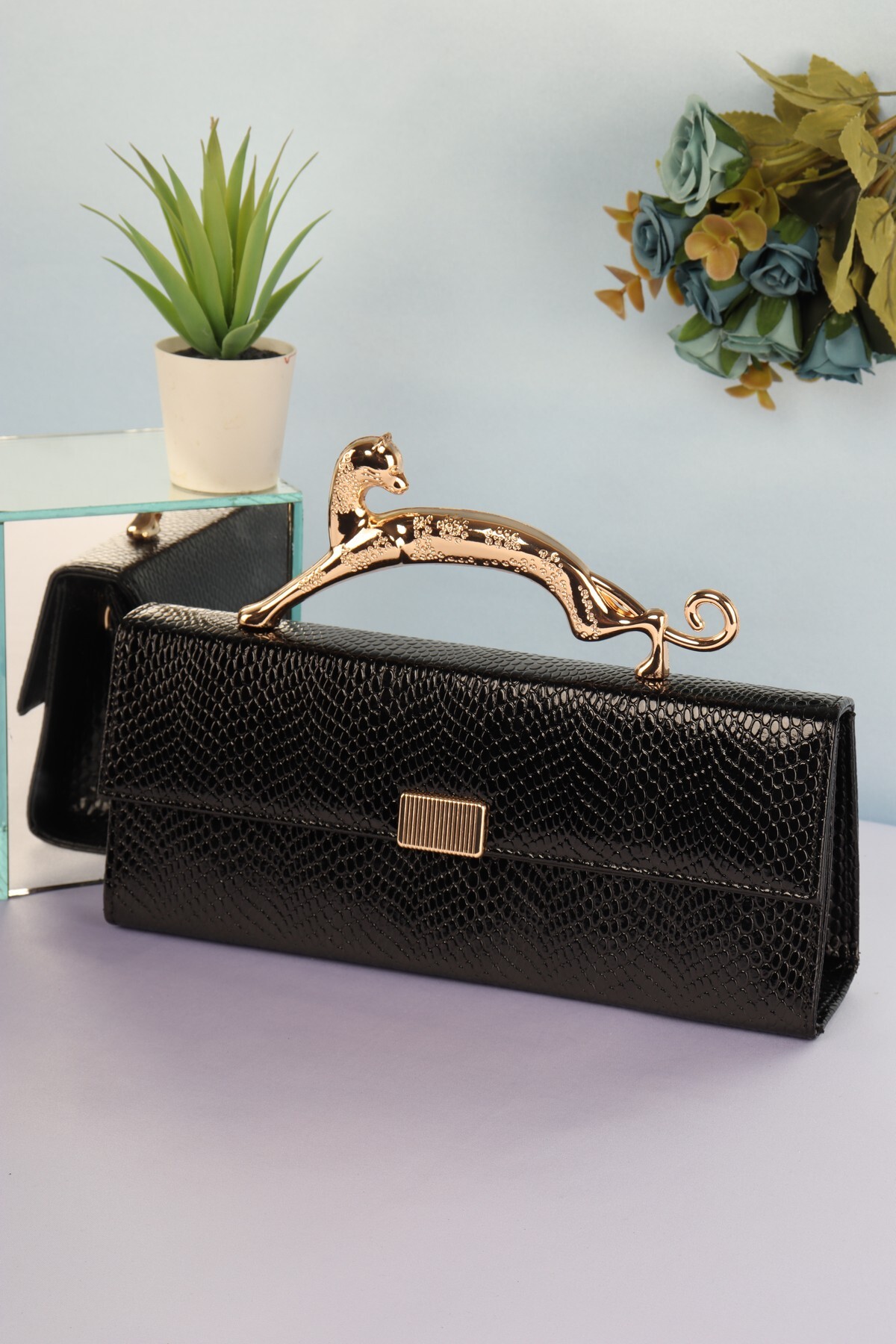 weem bag Elysara EB0144 | PİTON ŞIK PUMAS METAL SAPLI PORTFÖY ÇANTA görsel 2
