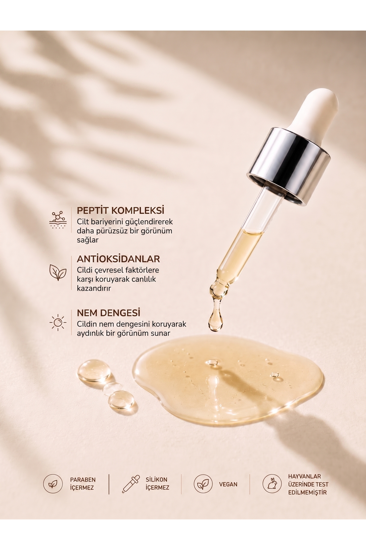 Peptit & Antioksidan İçeren Yaşlanma Karşıtı, Aydınlatıcı ve Nem Dengeleyici Yüz Serumu 30 ml — ILN_SRM_AGE_5 — تصویر 3 از 6