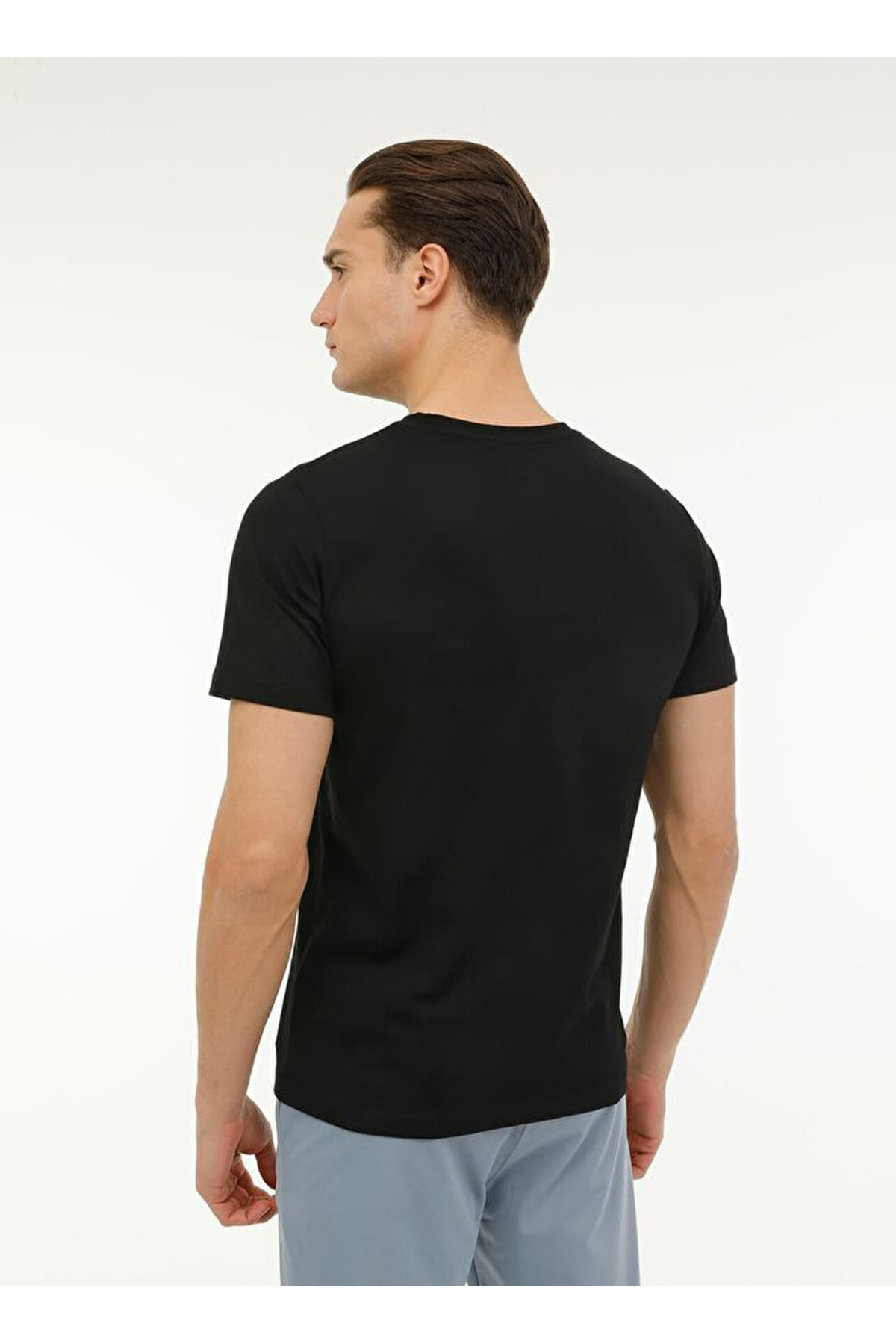 lumberjack 102064379 6M,MB CT10 Siyah O Regular Fit Düz Erkek T-Shirt görsel 2