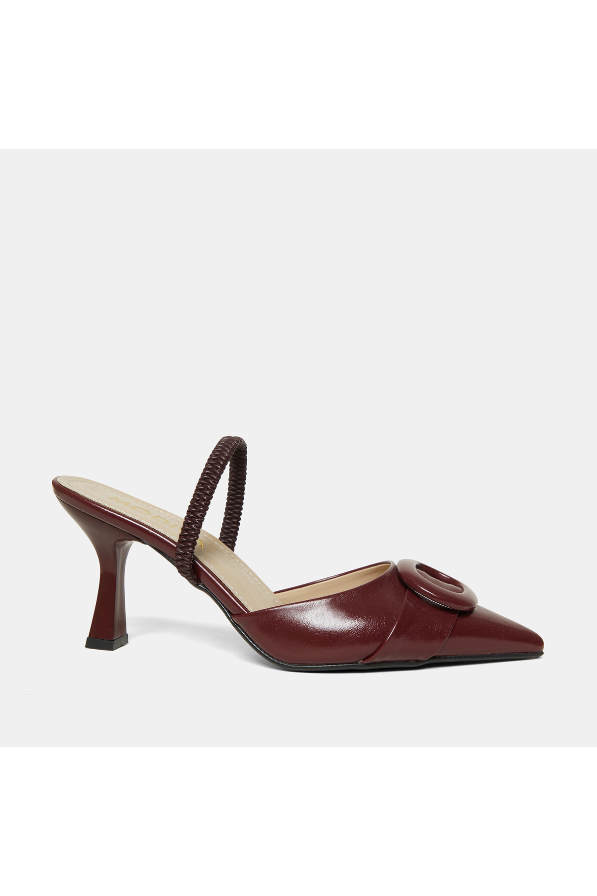 London Zarif Burgundy 8 Cm Topuklu Sivri Burun Slingback Ayakkabı
