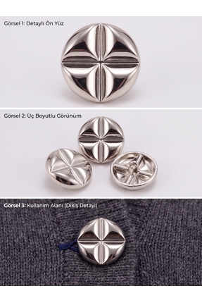 Savio GÜMÜŞ METAL DÜĞME 6LI PAKET