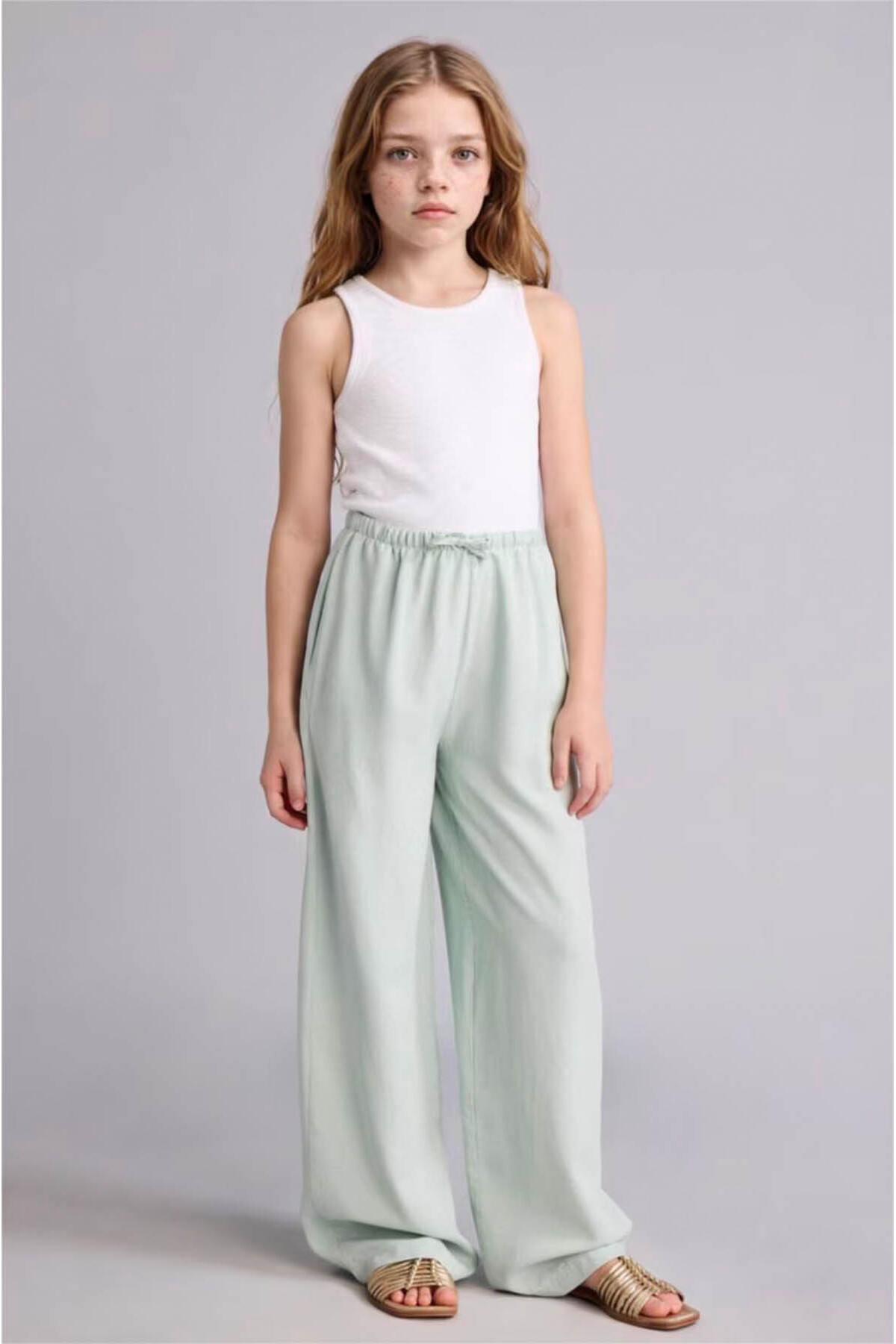 Defacto Wide Leg Linen Blend Trousers for Girls H1219A826Sm