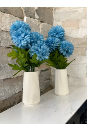 Baen Decor 2’li Modern Çizgili Vazo / Dekoratif Tasarım Vazo