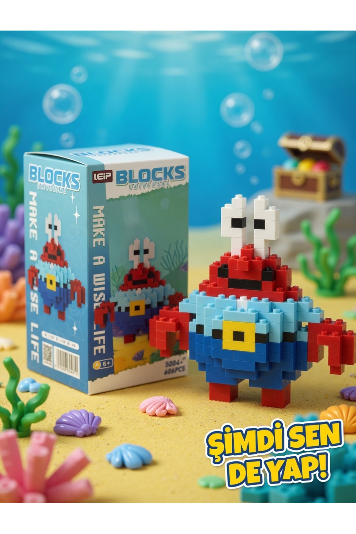 Natavanbutık 🦀🌊 Sünger Bob Bay Yengeç – Mini Pixel Yapboz