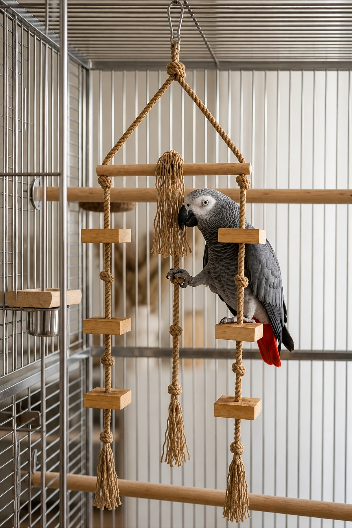 Mivra Pets Papağan Oyun Parkuru 80 cm Doğal Ahşap Kuş Oyuncağı 8 mm Jüt İp - Fiyatı, Yorumları