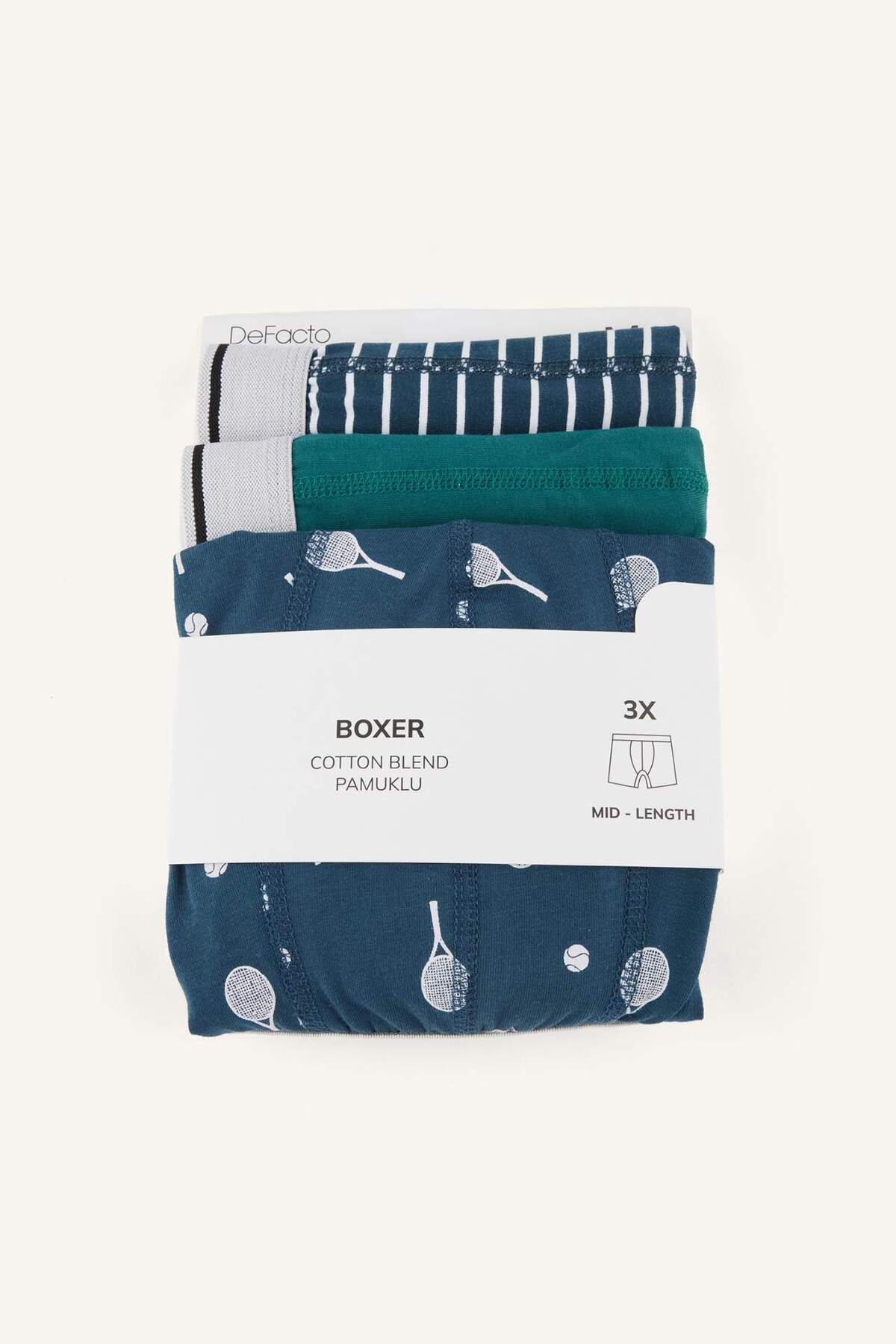 DeFacto Regular Fit Desenli 3'lü Boxer Set H4517AX26SP görsel 7