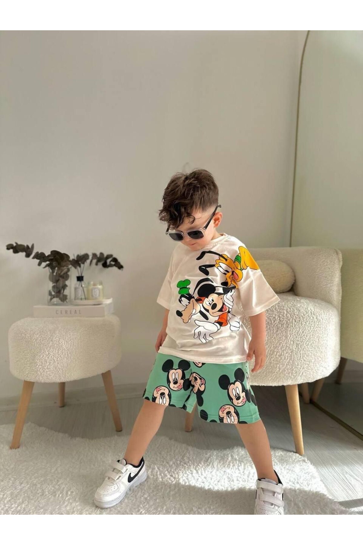 Asortik Kids Boy's Shorts Tracksuit Set - Back Printed Oversize T-Shirt and Shorts Combination-Jlb-173