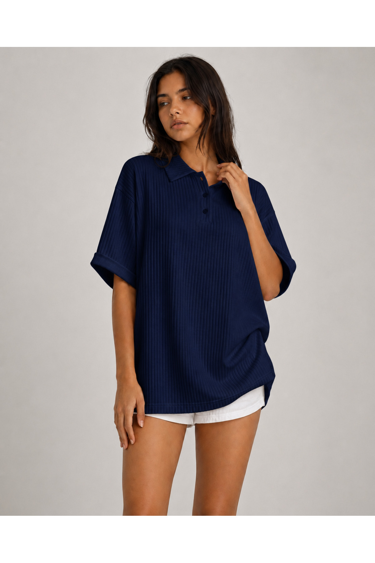 Unisex Polo Neck Cotton Oversize Boyfriend T-shirt