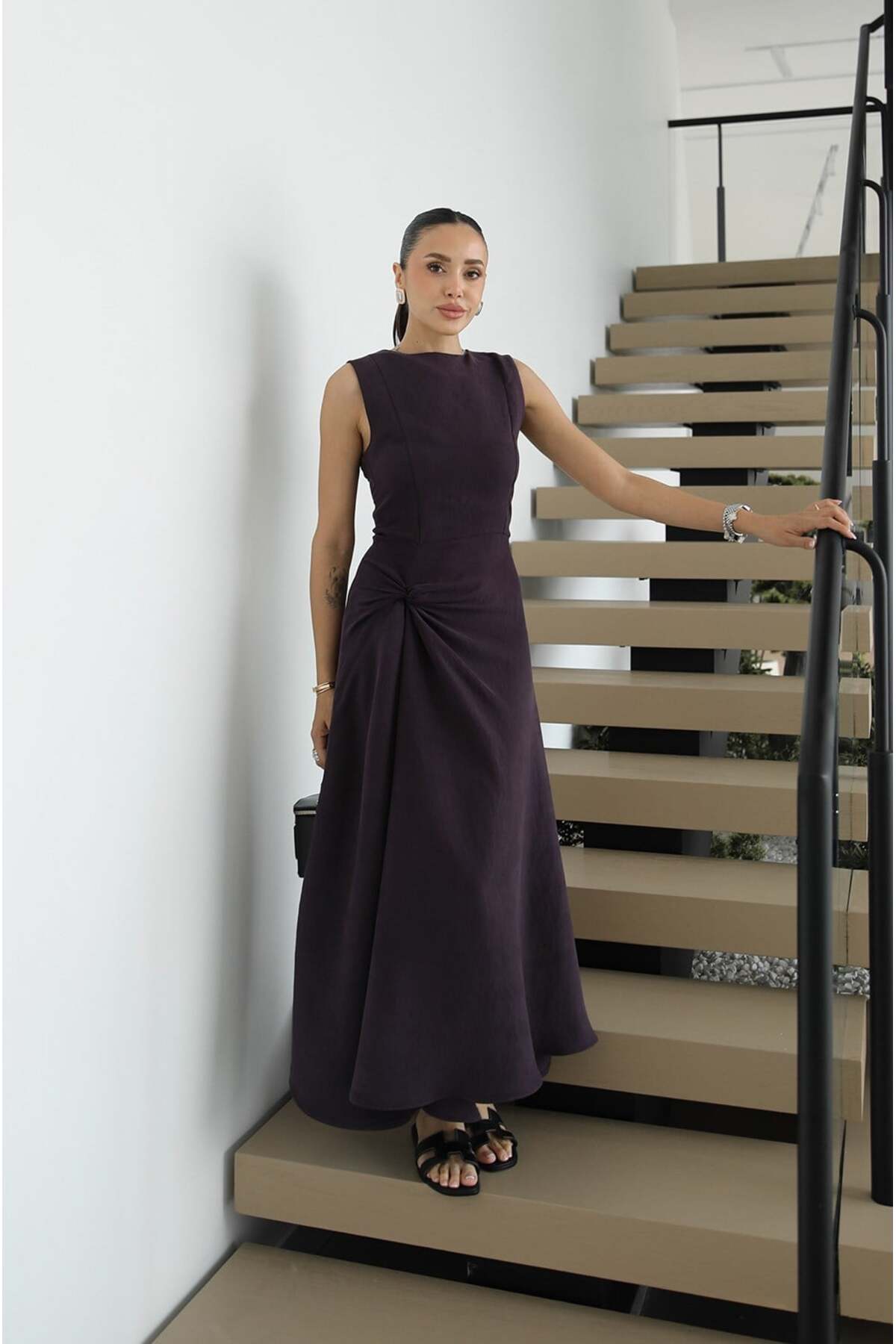 Damson Knot Detailed Zero Sleeve Dress