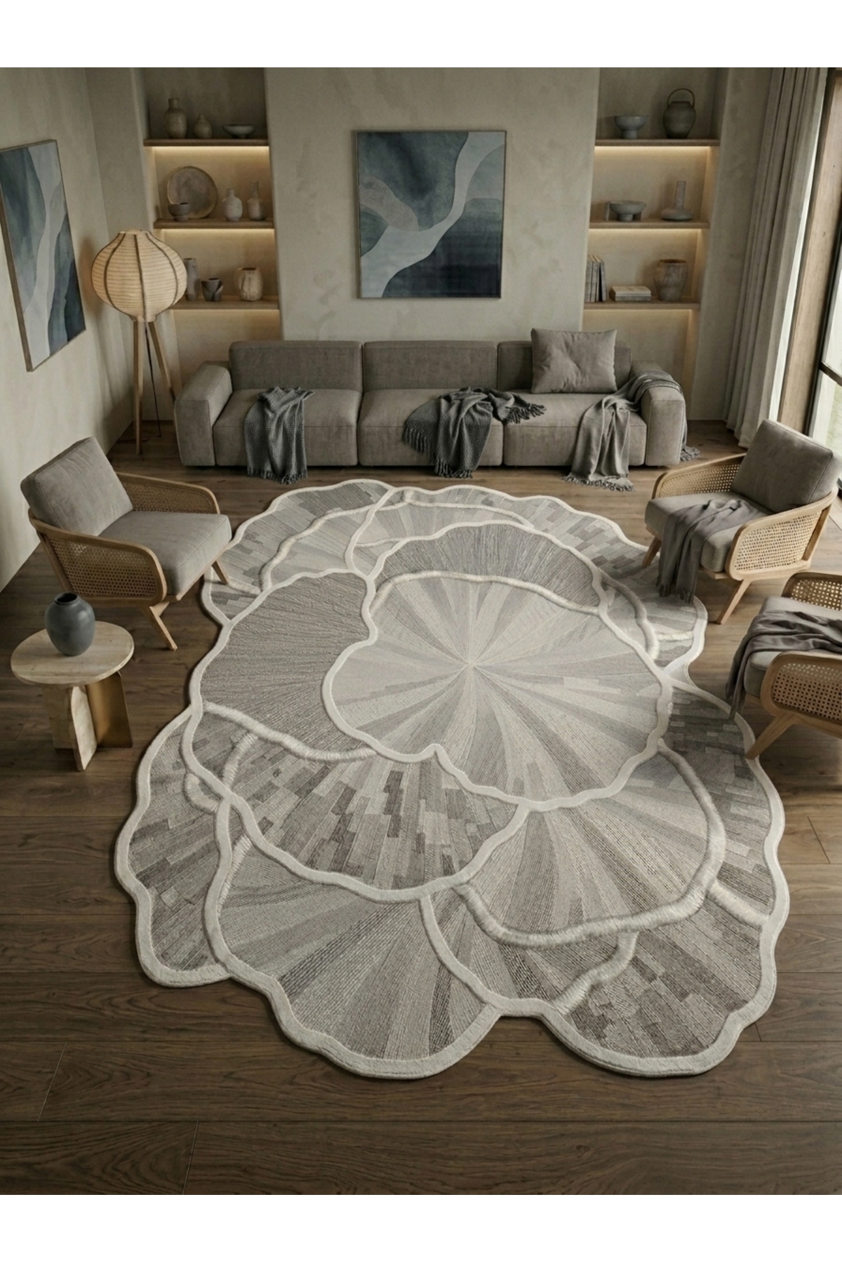 sdtttt Grey Modern Organic Form Pastel Minimalist Woven Base Decorative Carpet sdtttt1379