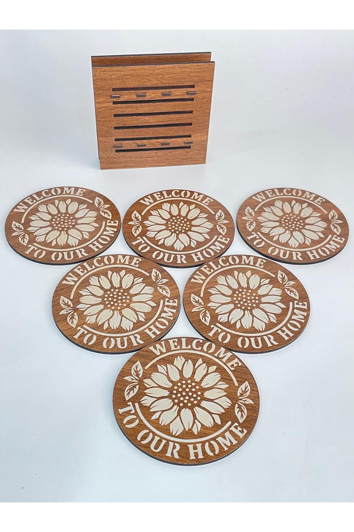6 Lı Mdf Bardak Altlığı Dekoratif ECCECA1043 - Görsel 3