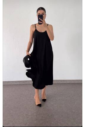 Femaura Elbise - FM0901 Model Saten Askılı Elbise