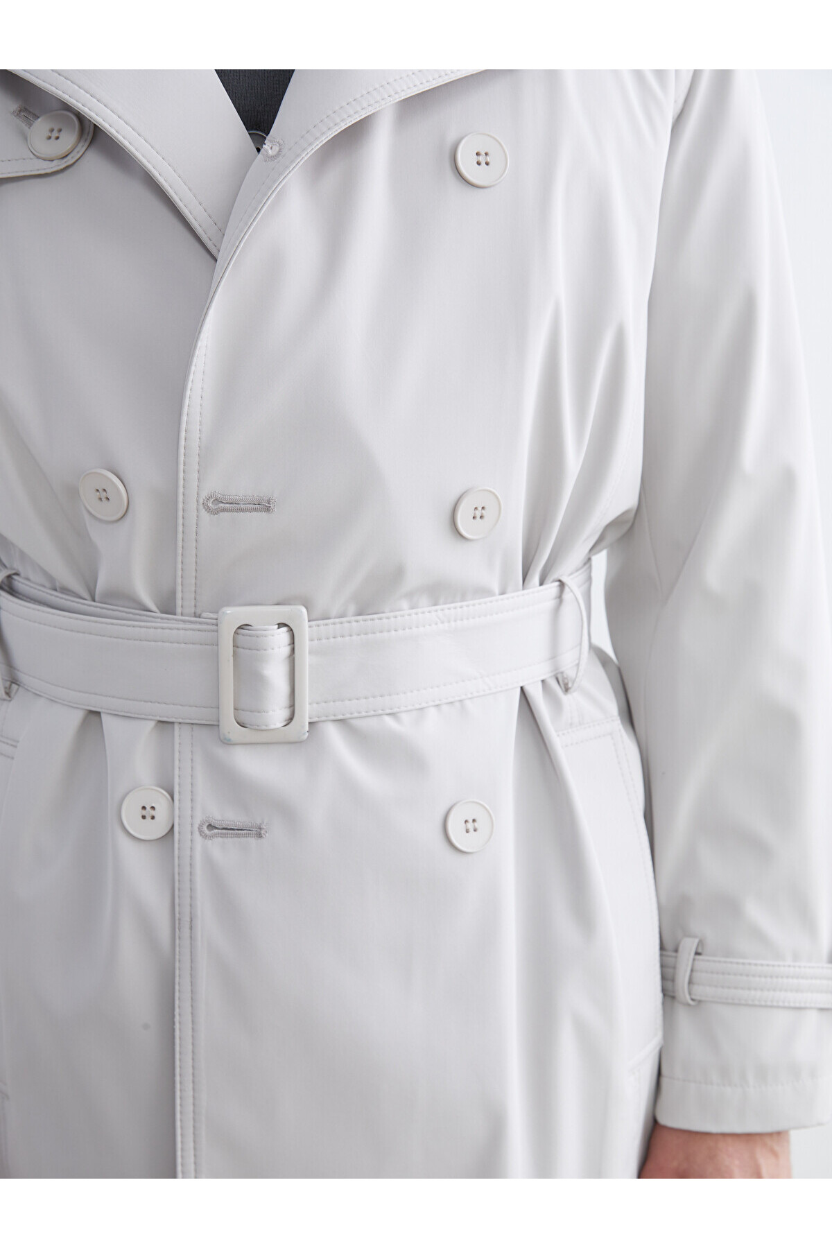 LC Waikiki SOUTHBLUE Standart Kalıp Ceket Yaka Gabardin Erkek Trençkot görsel 3