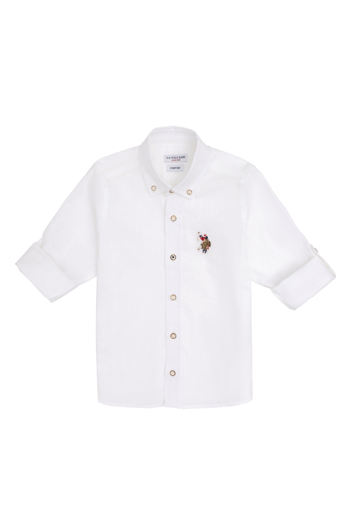 U.S. Polo Assn. Beyaz Uzun Kollu Düğmeli Yaka Comfort Fit Erkek Çocuk Gömlek ENZOKIDS024Y. — سفید G083SZ004.000.2084181.VR013