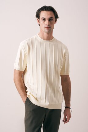 carinoman FİTİLLİ ÖRGÜ TRİKO T-SHIRT