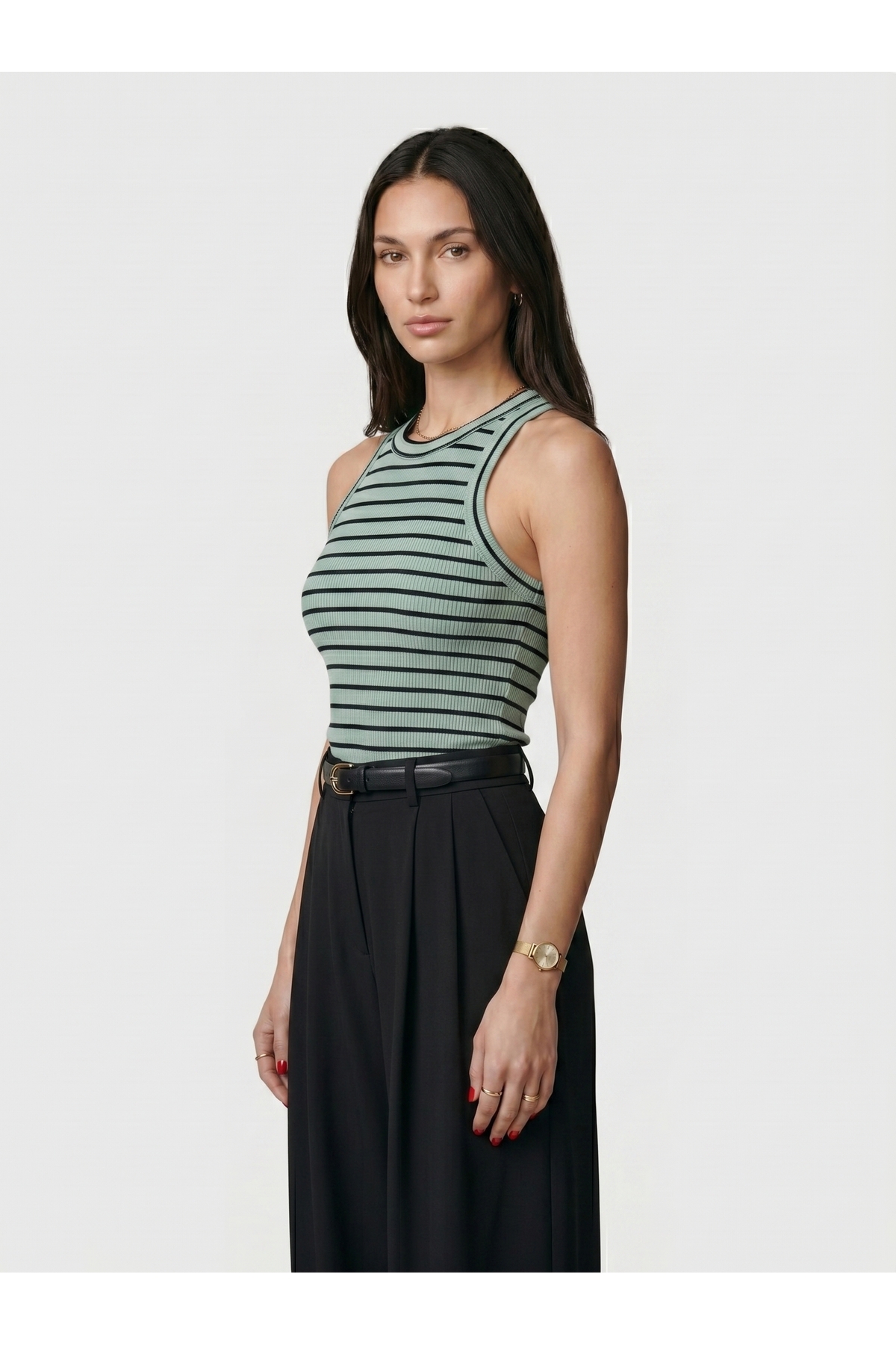 Kadın Halter Yaka Basic Body Slim Fit Dar Kalıp Likralı Vücuda Oturan Bodysuit - Haki 4