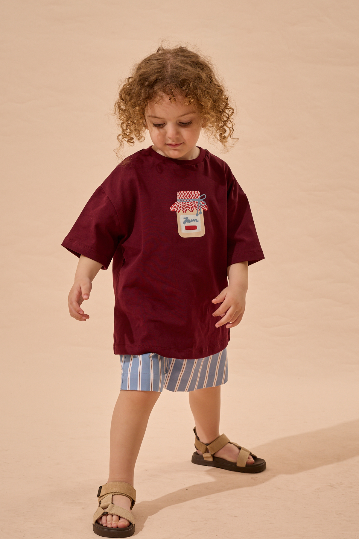 Fahhar Kids Jam Print Oversize Cotton T-Shirt Plum