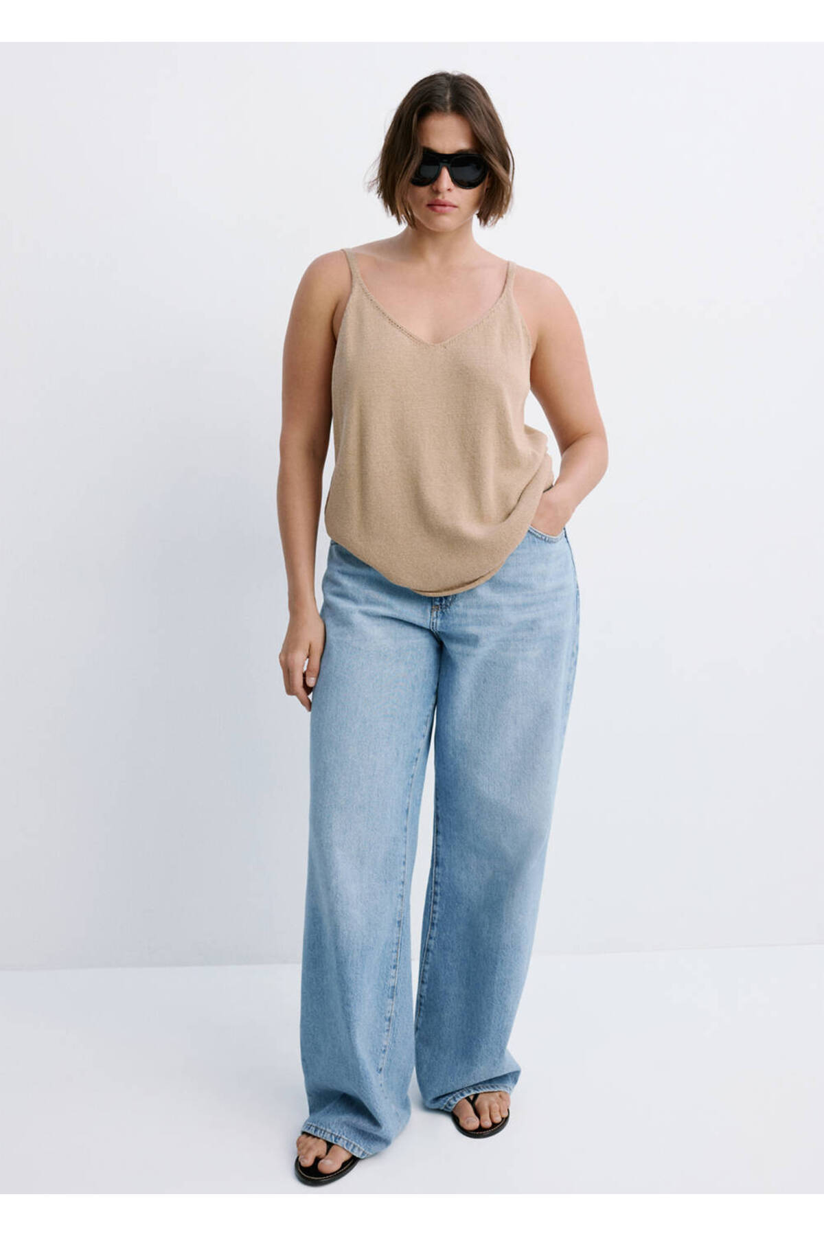 MANGO Woman Danila wide leg yüksek belli jean görsel 7
