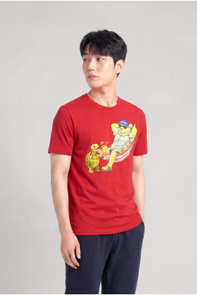 PİERO PERLA Jaguar Baskı Detaylı Bisiklet Yaka Regular Fit Erkek Kırmızı T-Shirt