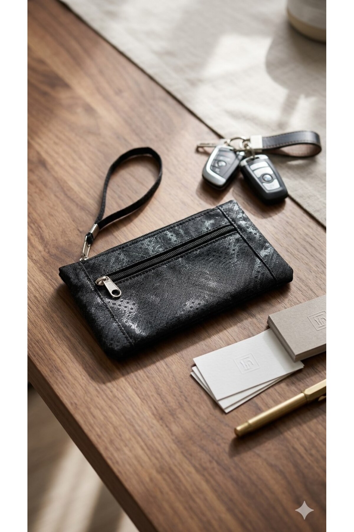 C&On Design Askılı Siyah El Cüzdanı - Fermuarlı Çok Amaçlı Mini Çanta görsel 7