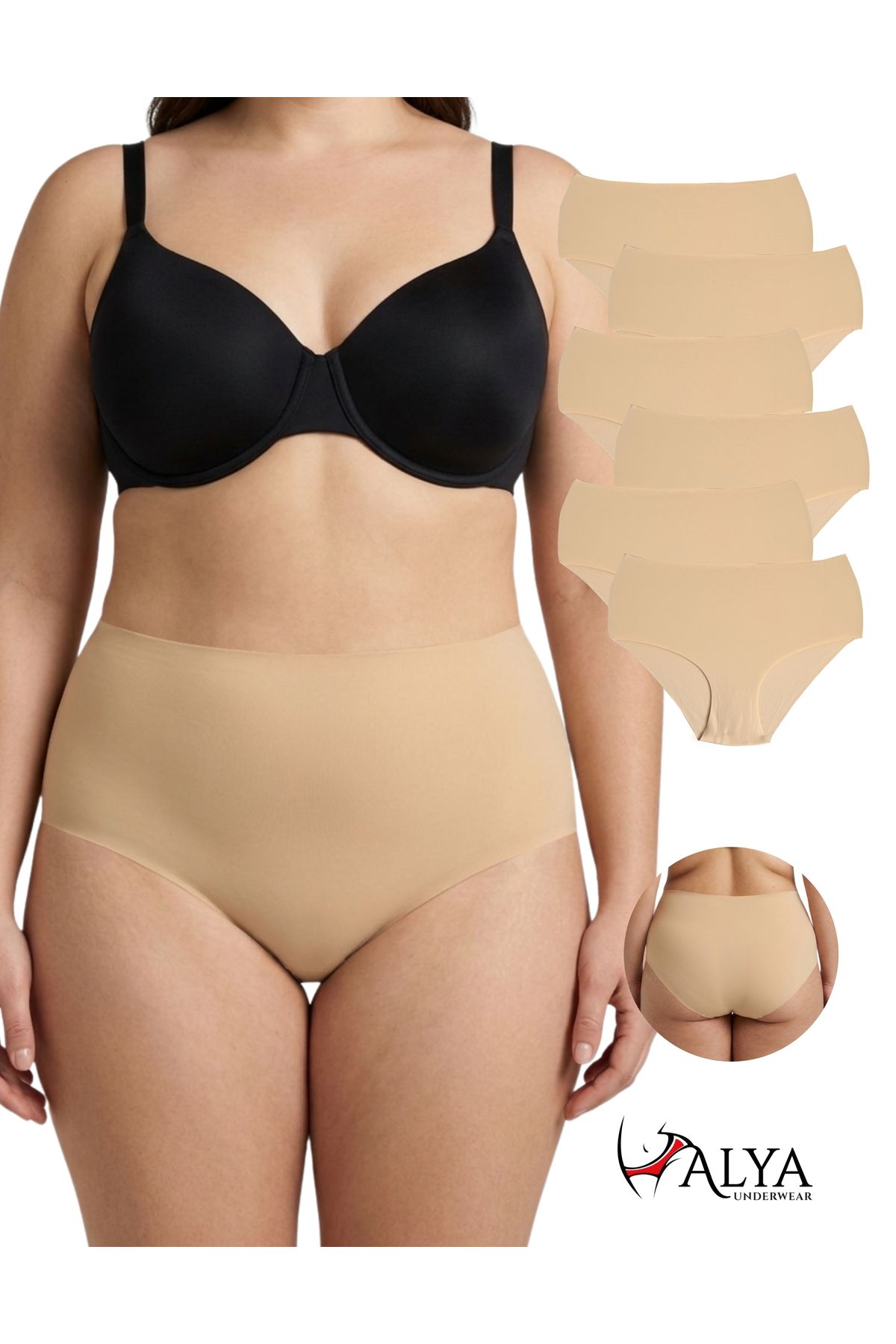 Women's Seamless Panties Laser Cut High Waist Trackless Plus Size Ghost Panties # indomitable 6-Pack