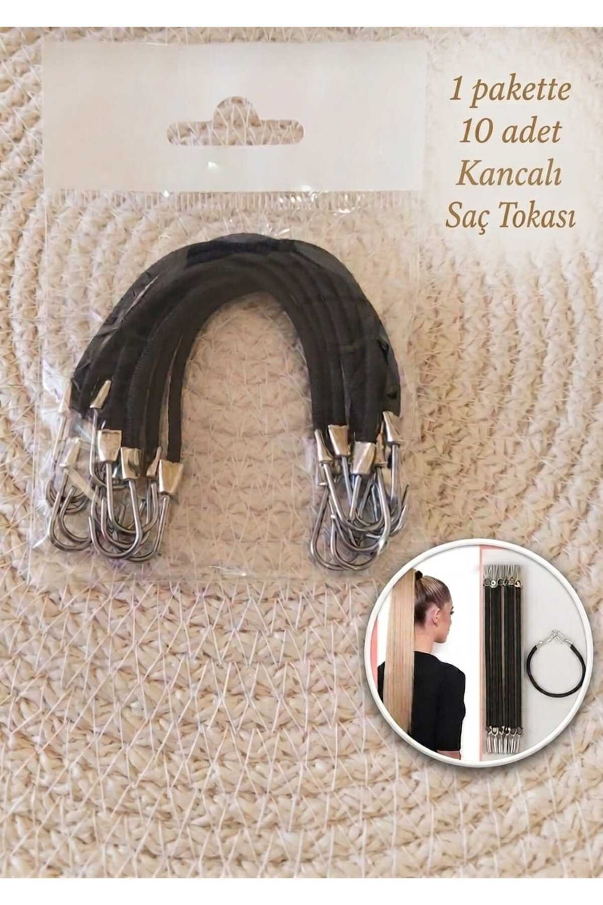 ModaRESSO Kaliteli 30 Adet Kancalı Lastik Toka Saç Çengelli Örgü Lastiği Siyah (3 Paket 10'lu)