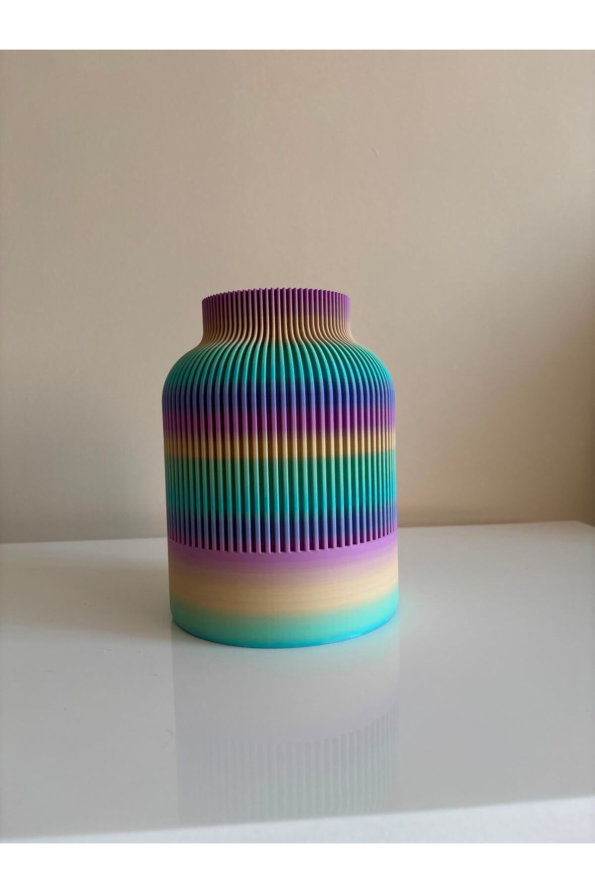 Japandi Stil Gökkuşağı Renkli Dekoratif Vazo - 20cm