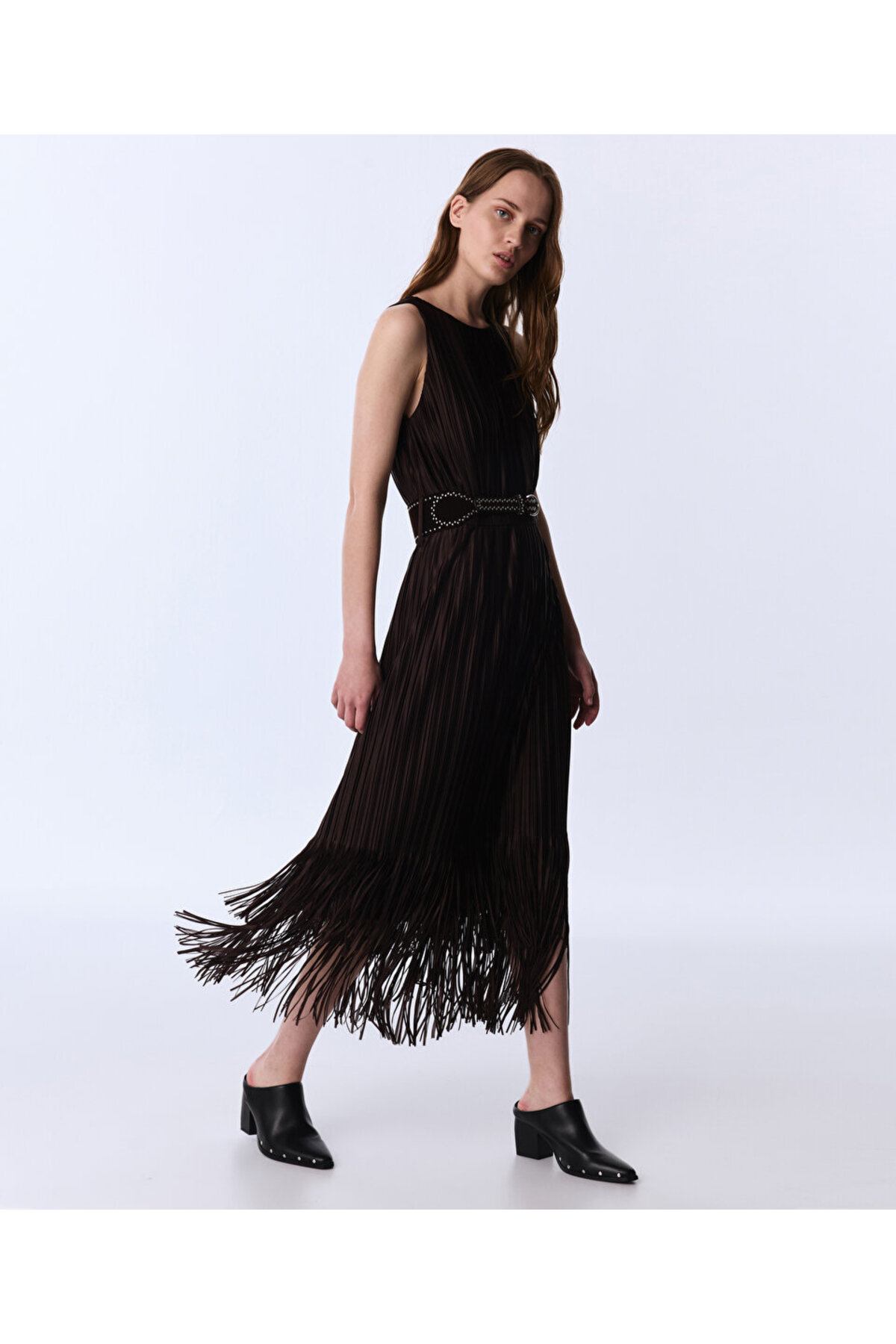 Twist Tasseled Dress with Belt Accessories