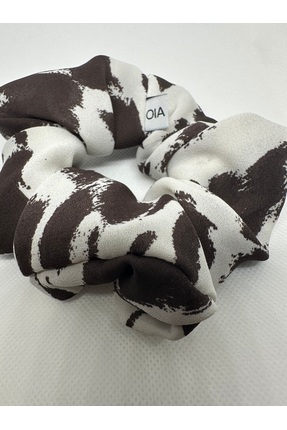 OIA Atelier Mocha Kahverengi- Krem Scrunchie Lastik Toka
