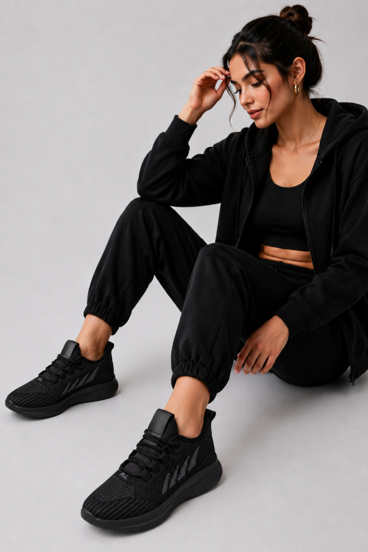 Encool Kadın Siyah Sneaker Spor Ayakkabı, Hafif ve Rahat Günlük Kullanım | Nefes Alabilen Fileli Yürüyüş Ayakkabısı görsel 2