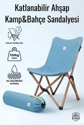 BTNES Ahşap Kamp Sandalyesi Taşınabilir Katlanabilir Bahçe Ve Piknik Sandalyesi
