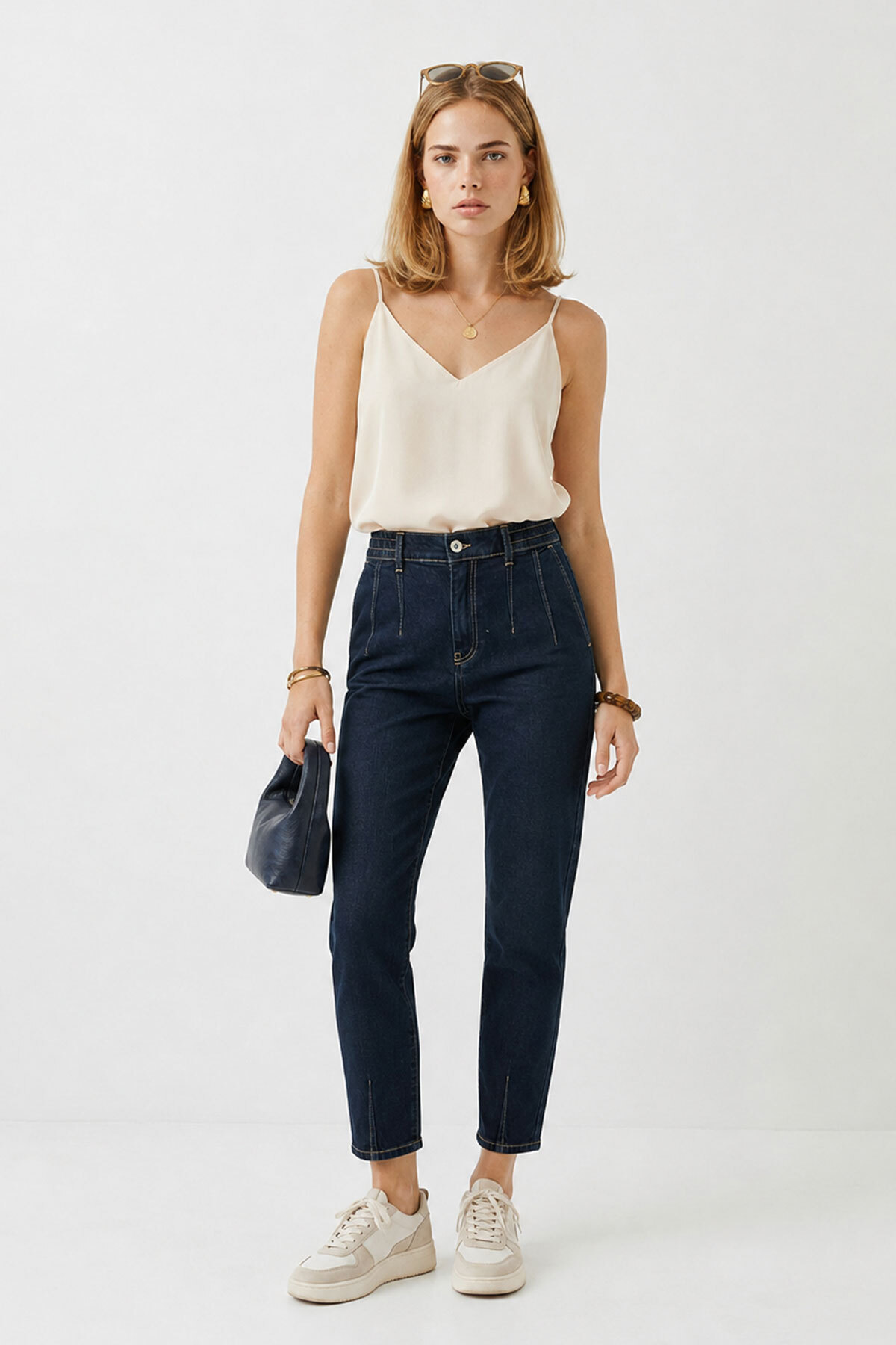 VENA Kadın Norah Deep Dark Blue Beli Lastikli Jean Pantolon - Deep Dark Blue