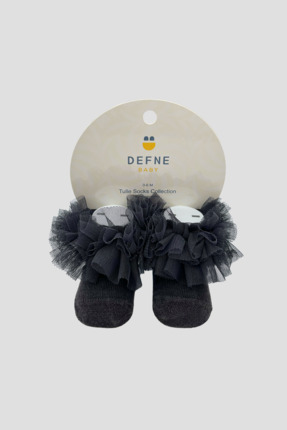 Defne Baby Yenidoğan Kız Bebek Tül Detaylı Tütü Yumuşak Füme Patik Çorap