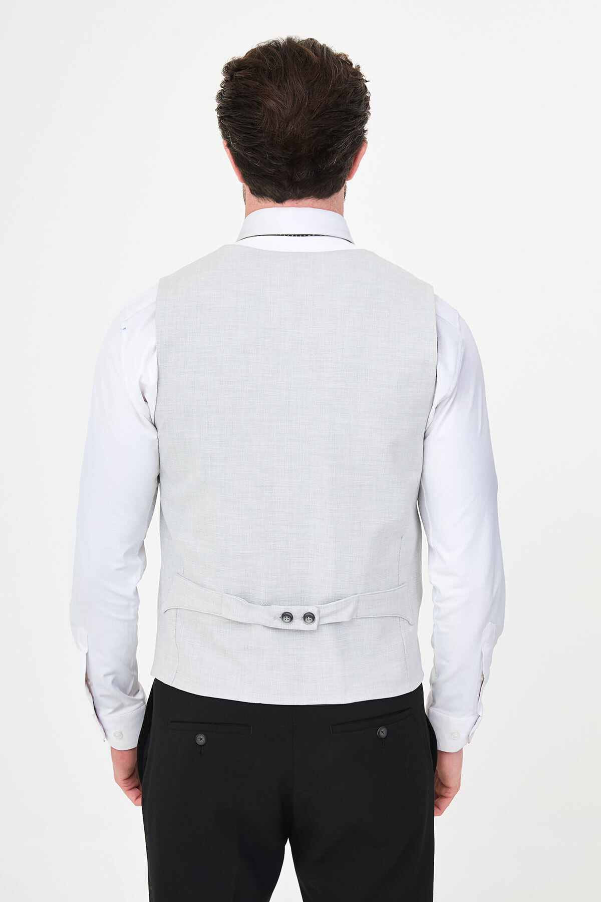 Mcr Dokulu Slim Fit Klasik Erkek Yelek Gri - 40961.26Y görsel 5