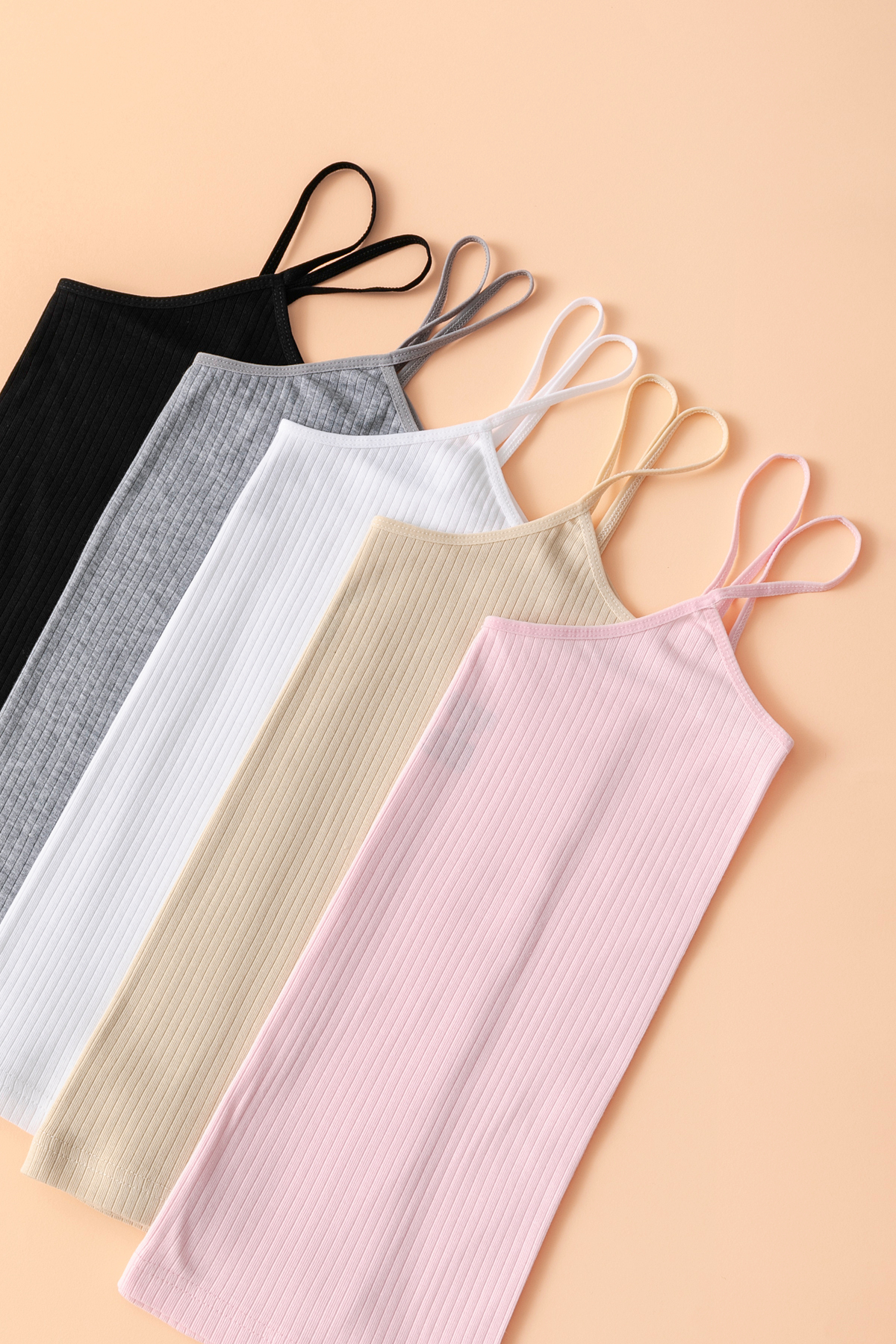 lidya lingerie Kadın Fitilli 5 li Basic Regular İp Askılı Pamuklu Ribana Atlet
