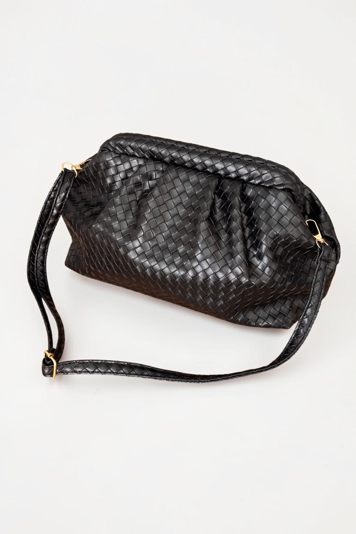 Classbag Kadın Siyah Örgü Desenli Portföy&Clutch ve Ayarlanabilir Askılı Omuz Çantası görsel 5