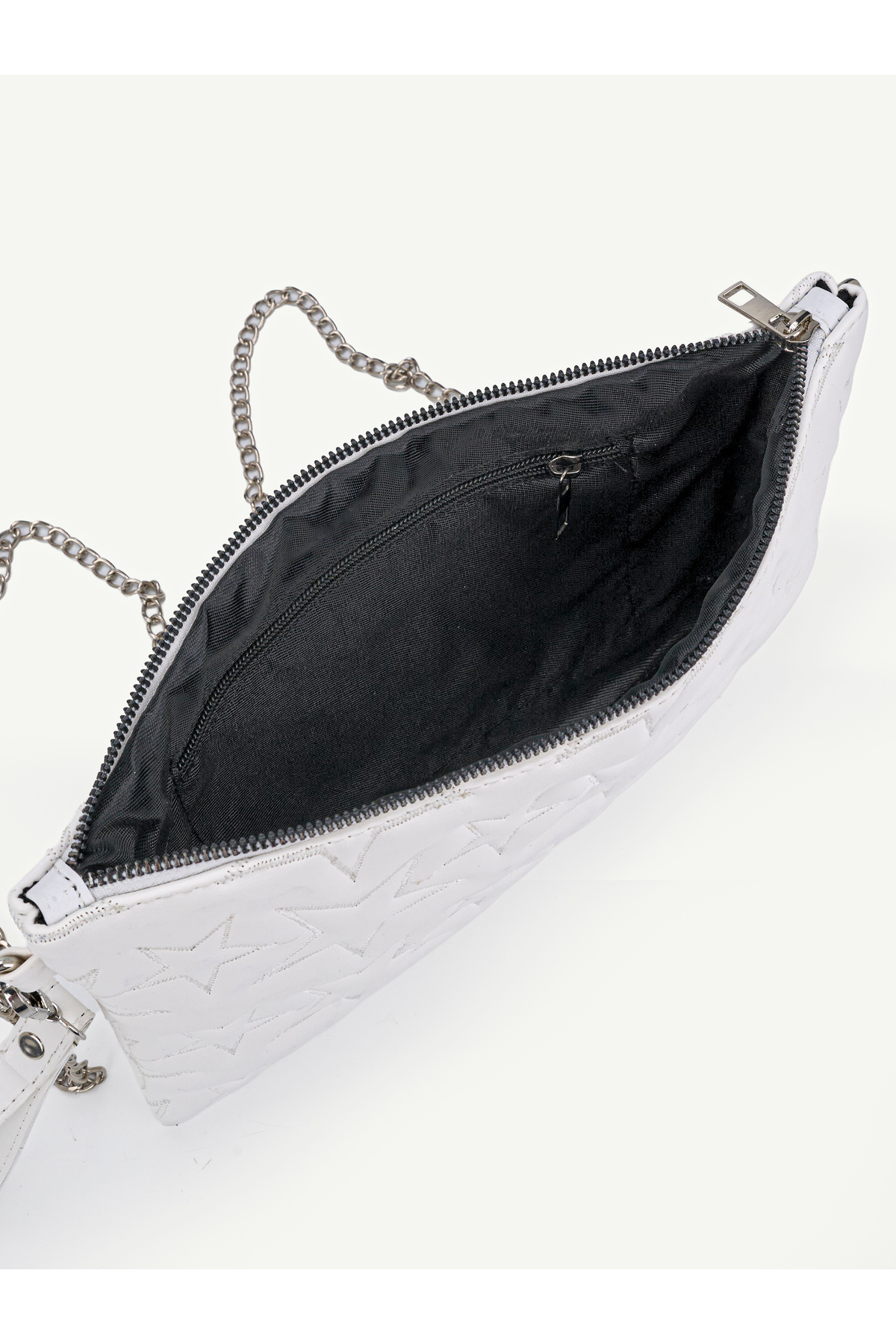 Kadın Yıldız Nakış İşlemeli Portföy El Çantası Bilek Askılı Saten Astarlı Clutch Çanta