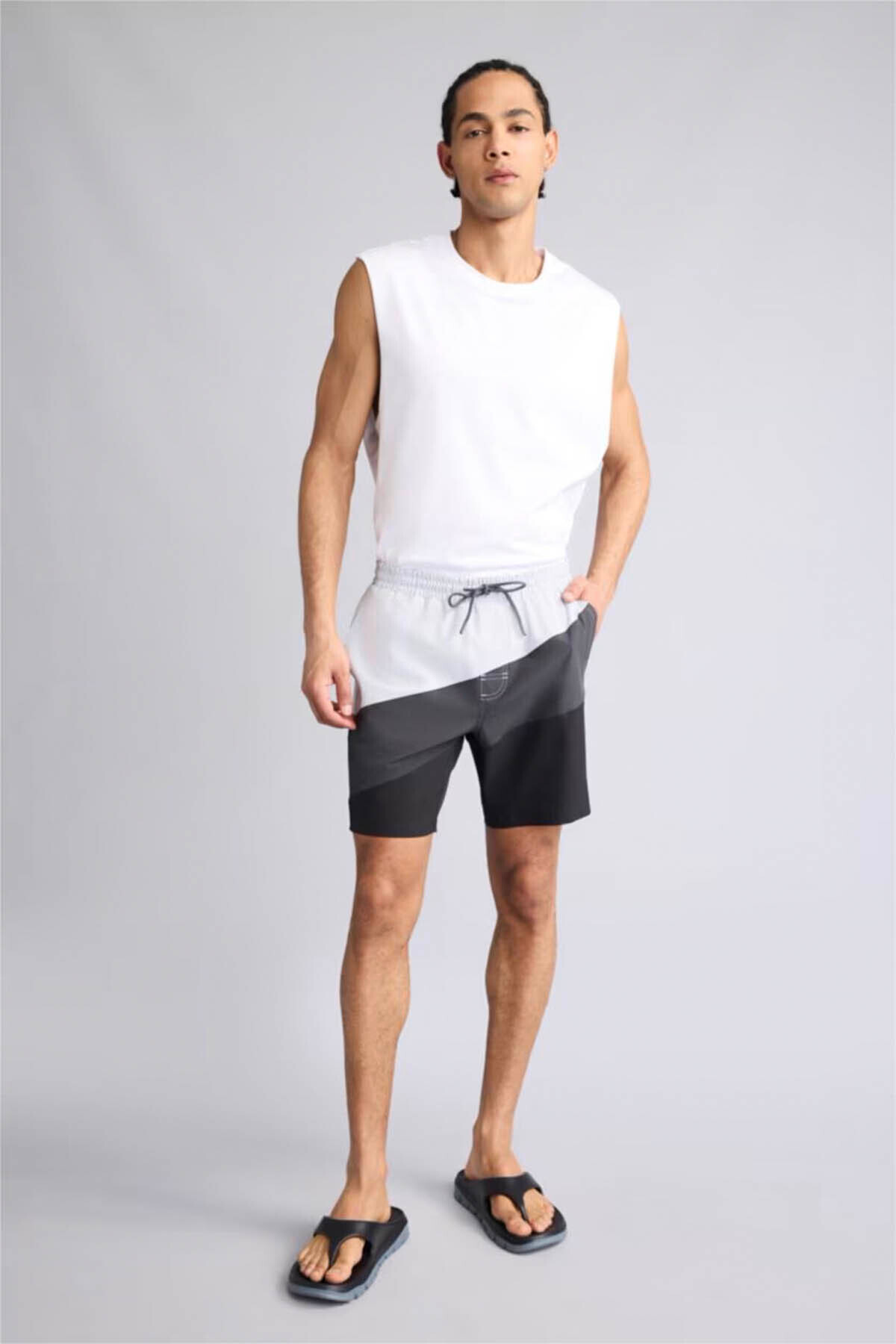 Defacto Regular Fit Anthracite Men's Swim Shorts B5997Ax/Ar202