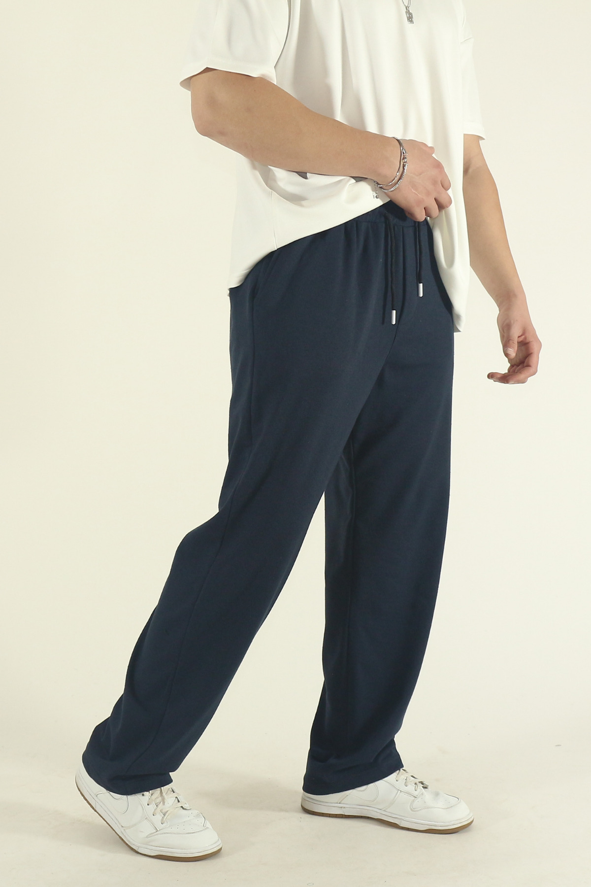 STRAVON Erkek Lacivert Baggy Oversize Relaxed 4 Mevsim Eşofman Altı Bol Paça 2 İplik Tam Kalıp görsel 6