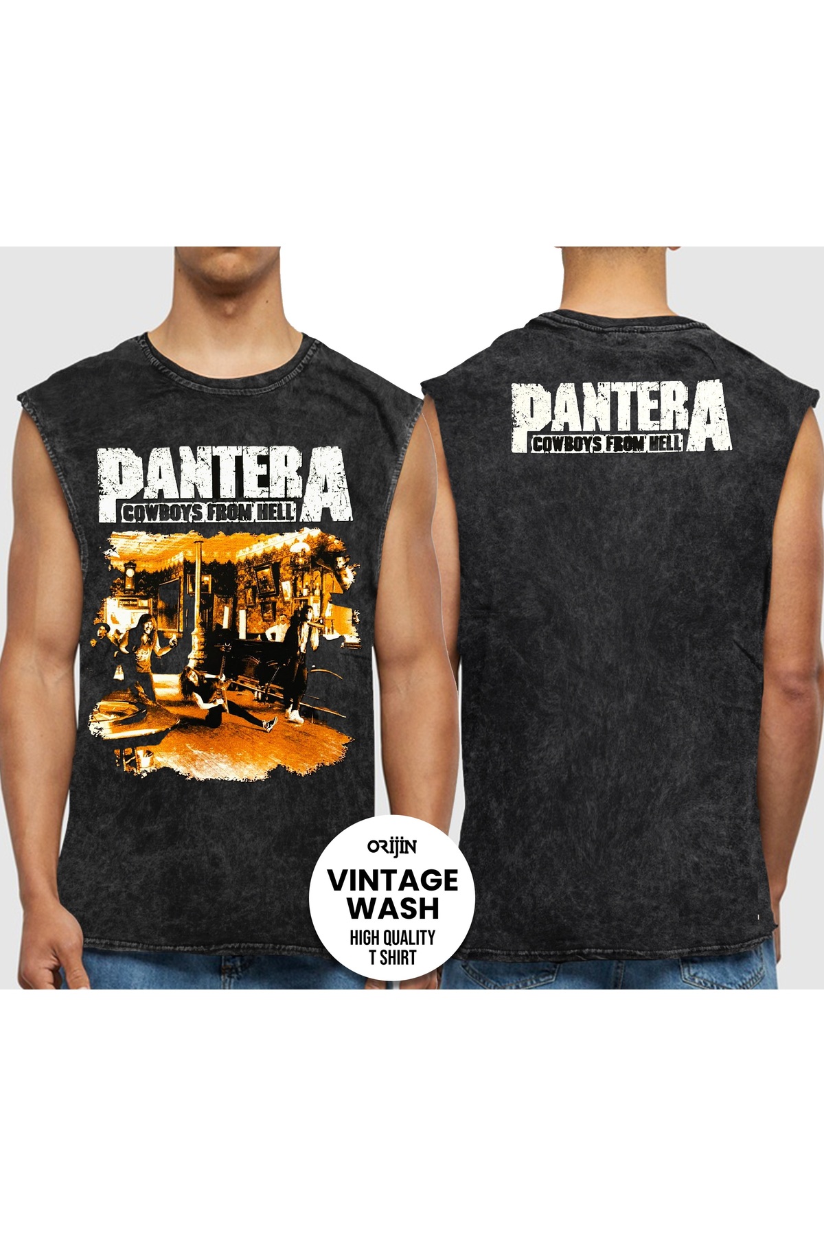 orijintex Pantera Cowboys From Hell Ön Arka Baskılı Yıkamalı