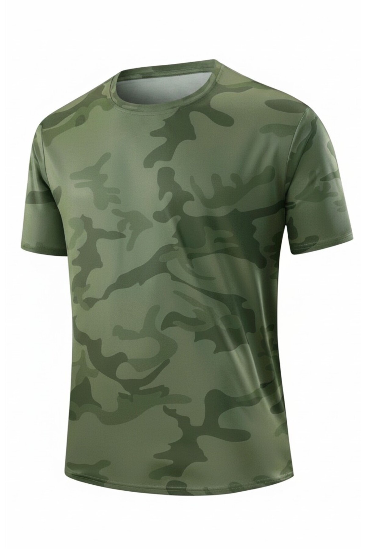 SERABLANKA Erkek Nem Emici Hızlı Kuruma Atletik Teknik Kamuflaj Desenli Spor T-shirt görsel 6