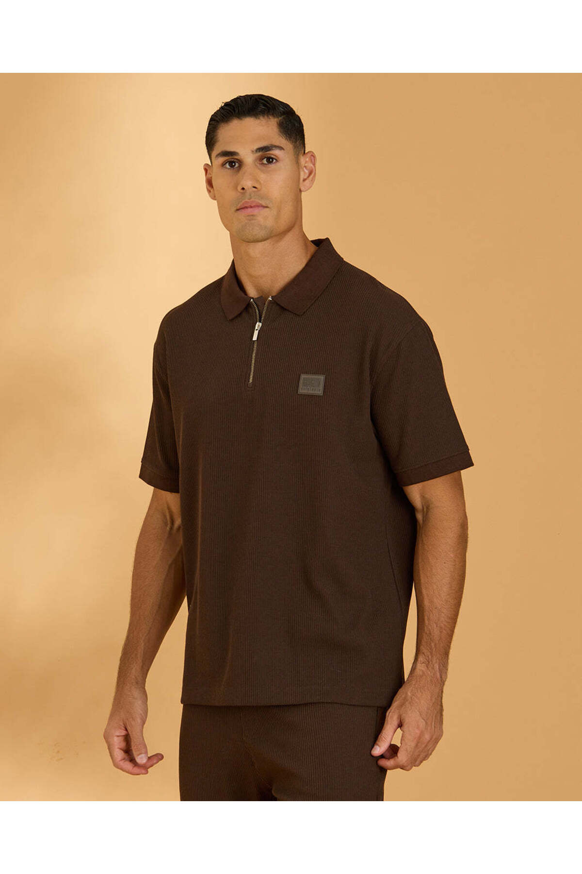 REDTAG Men Brown Lounge Polo T-shirt