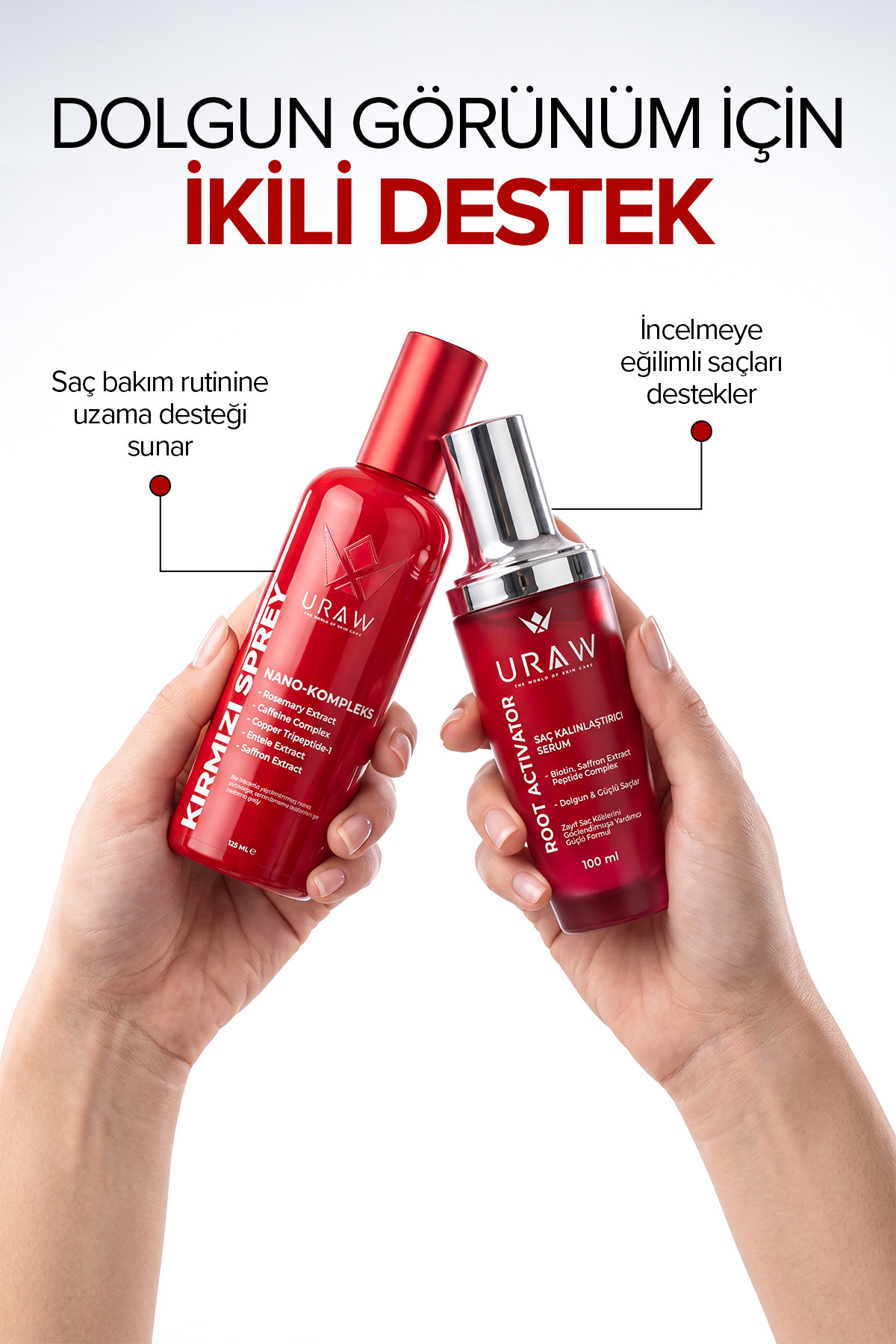 Güçlü ve Uzun Saç Bakım Seti | Kırmızı Sprey + Root Activator — SET47 — تصویر 2 از 5