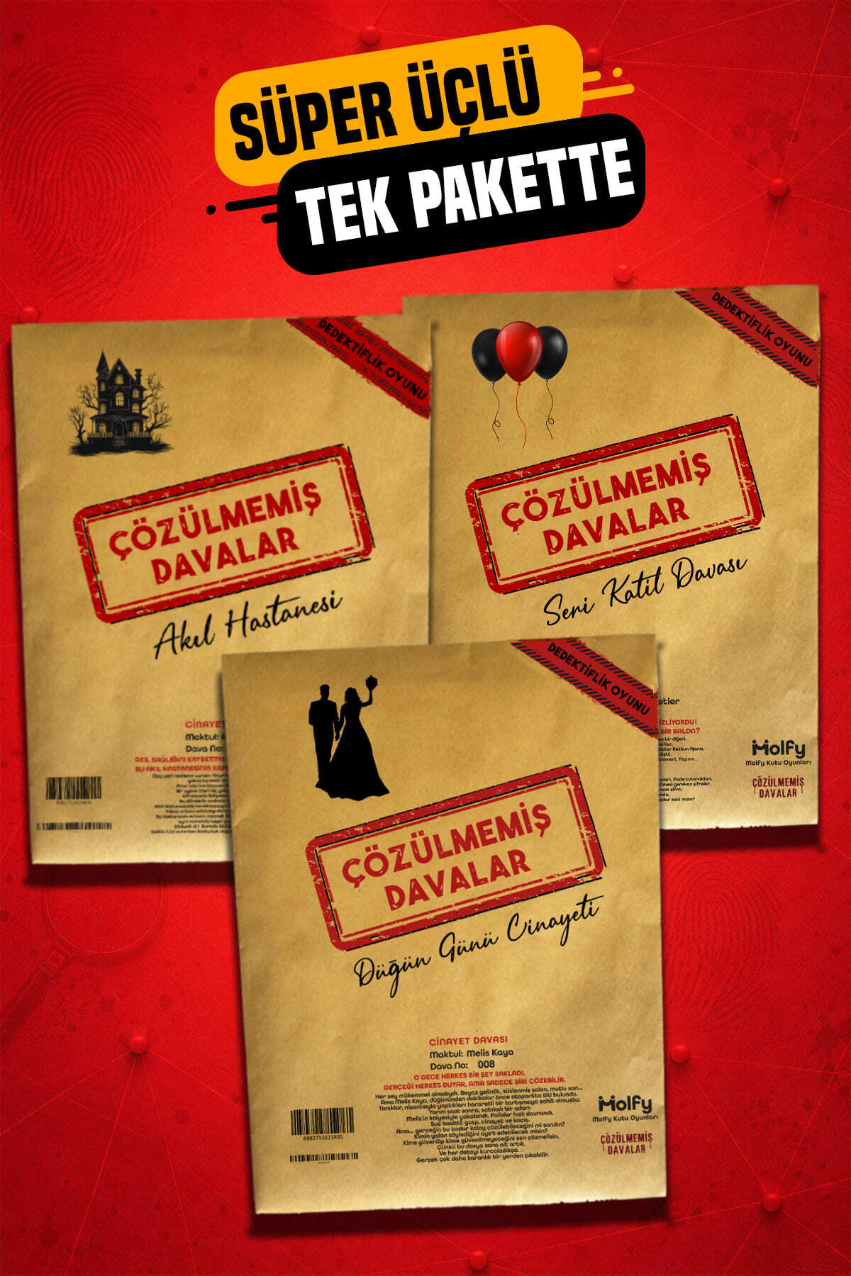 çözülmemiş davalar Sherlock Holmes Dedektiflik Paketi Akıl Hastanesi Seri Katil Düğün Günü Tek Pakette Dedektif Oyunu