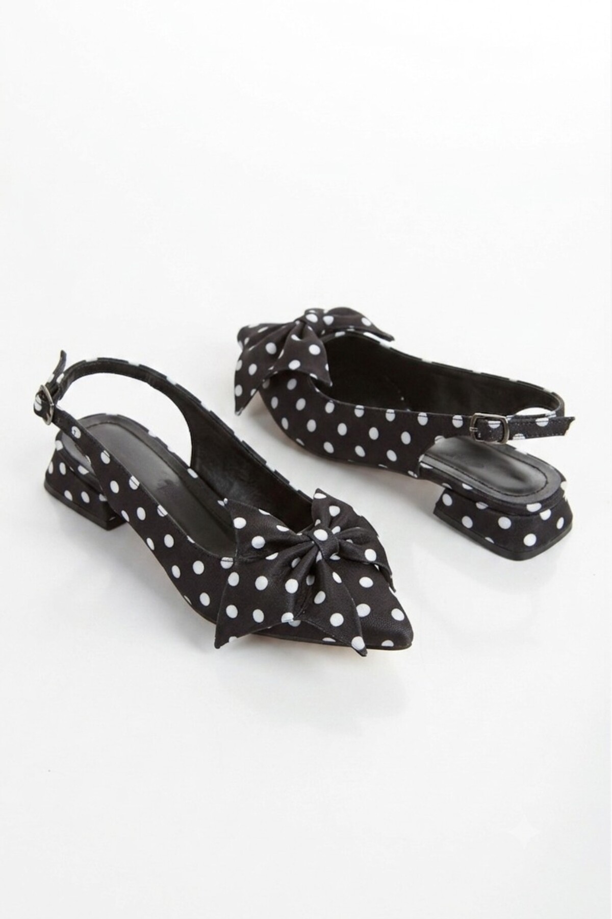 Diary ,Flats ,Black and White , Bowtie, Open Back, Full Pattern